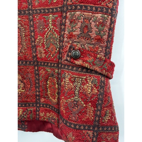 The Territory Ahead Red Print Tapestry Vest Zip Front Side Tabs Lined Size 14 - Picture 7 of 8